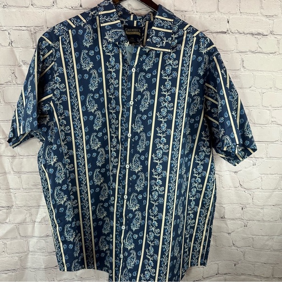 NWT cremieux premium denim boho western tropical Men's Shirt cotton blend - Picture 1 of 6